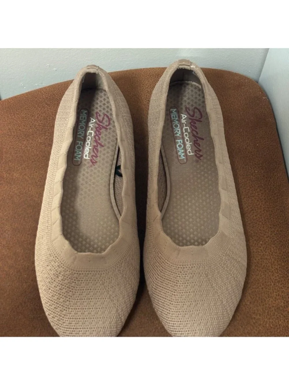 Skechers Air-Cooled Memory Foam Stretch Fit Ballet Flats mocha 7.5